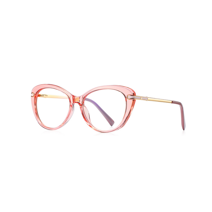 Pink eyeglasses on a white background