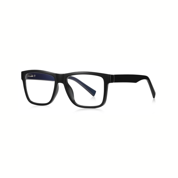A pair of square-framed, full Specs optical glasses in a gray color.