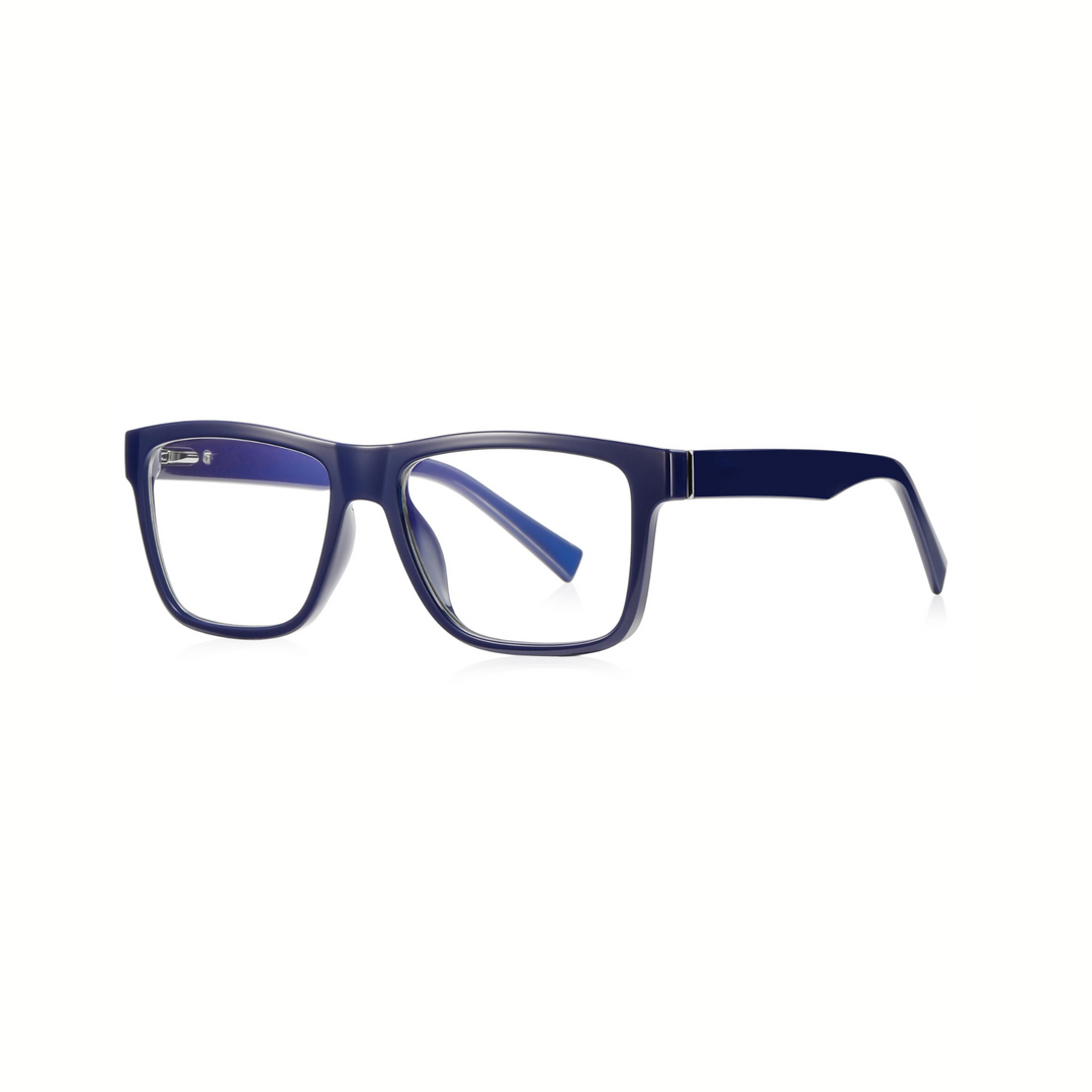 A pair of square-framed, full Specs optical glasses in a gray color.