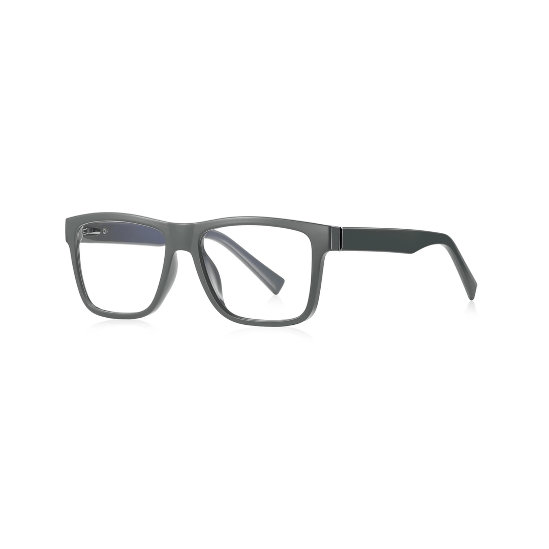 A pair of square-framed, full Specs optical glasses in a gray color.