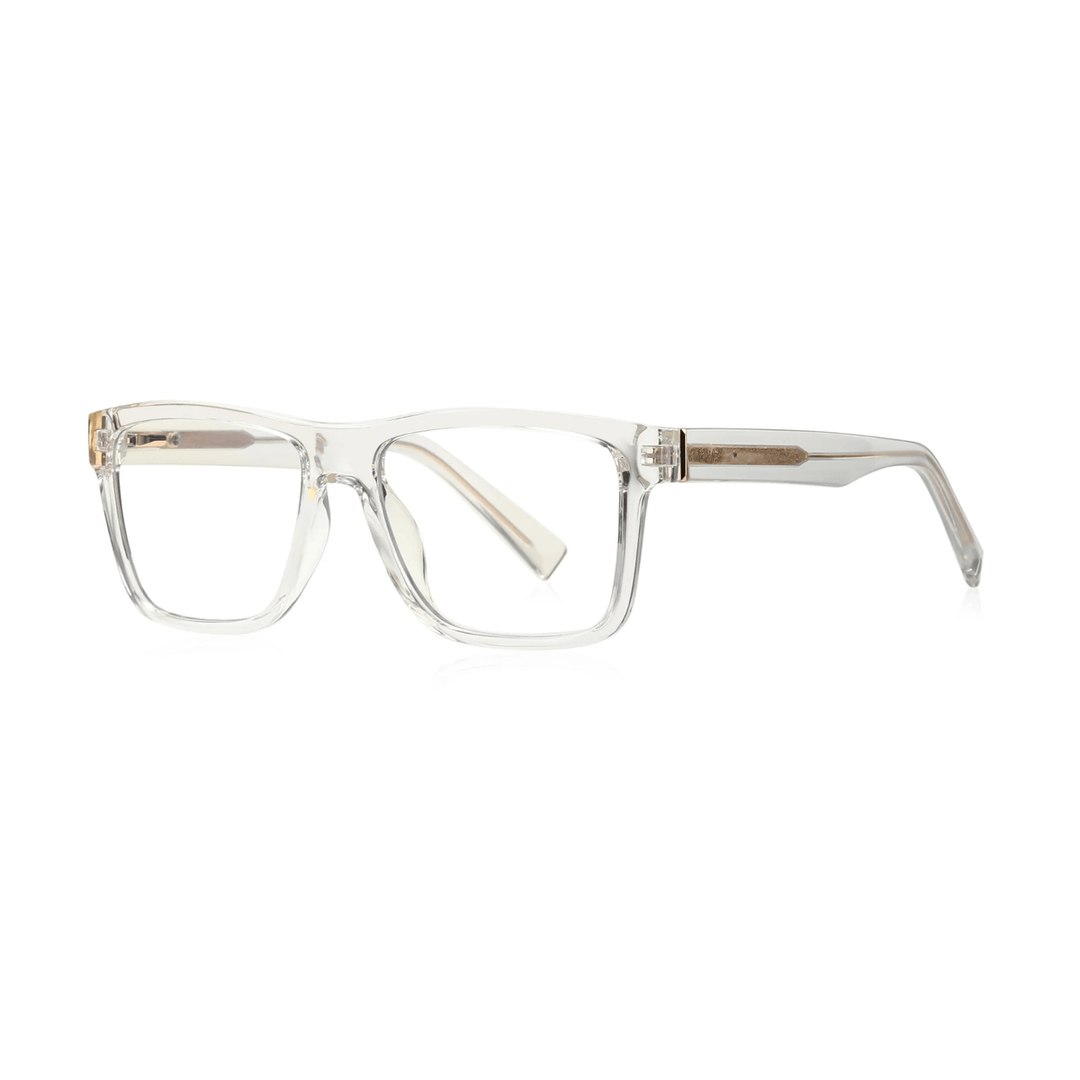A pair of square-framed, full Specs optical glasses in a transparent color.