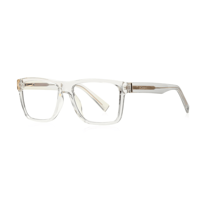 A pair of square-framed, full Specs optical glasses in a transparent color.