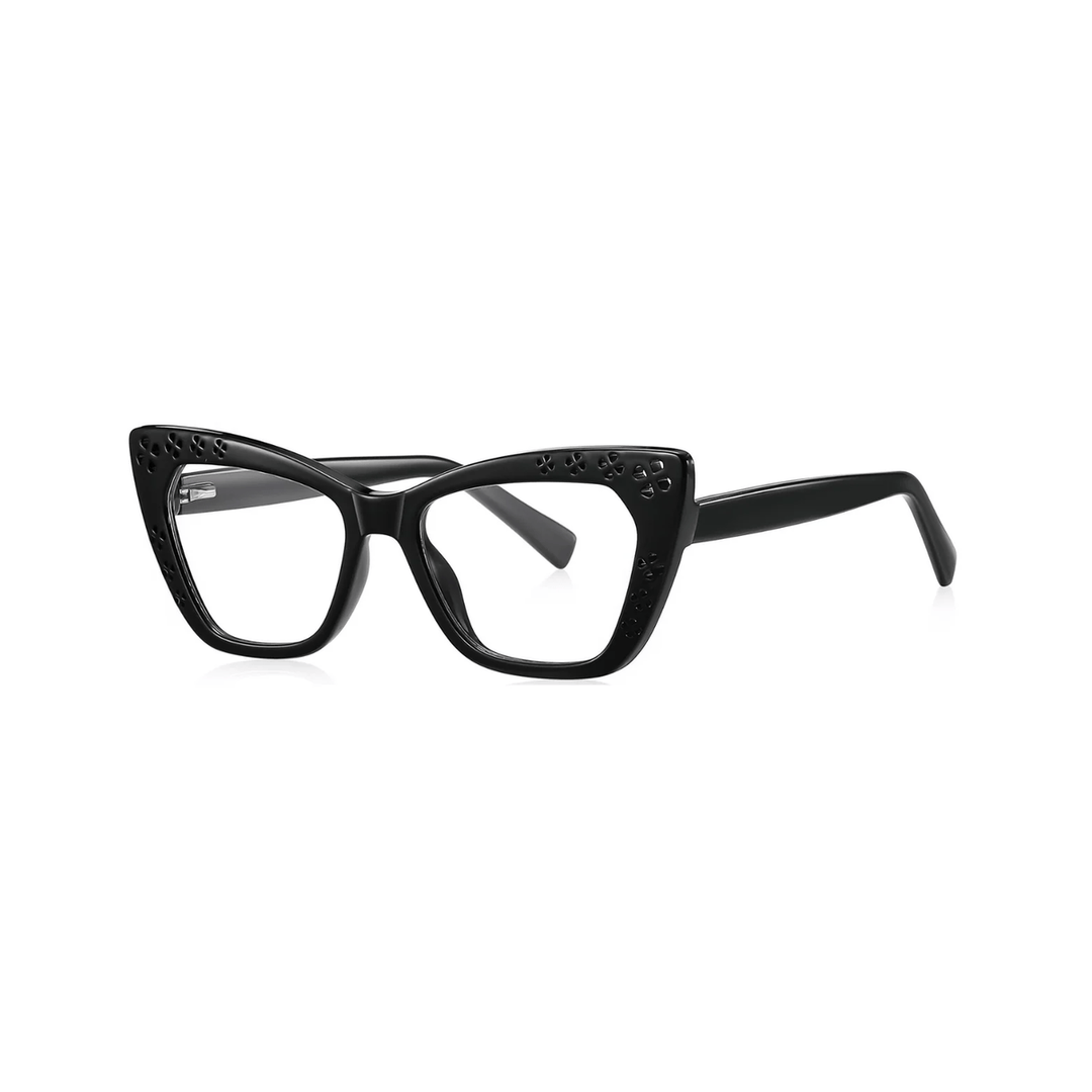 Black cat-eye glasses on a white background