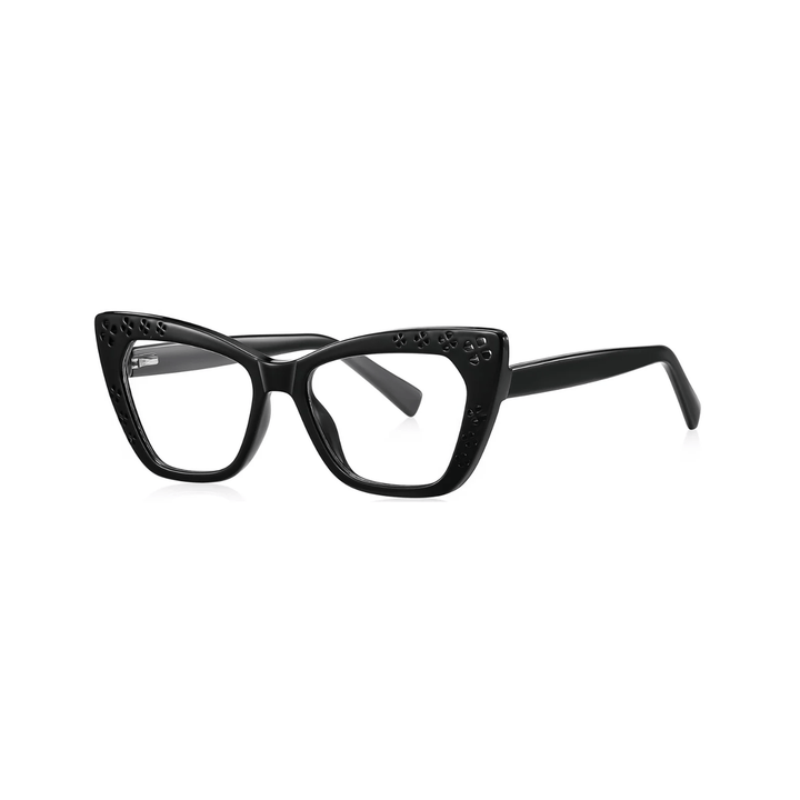 Black cat-eye glasses on a white background