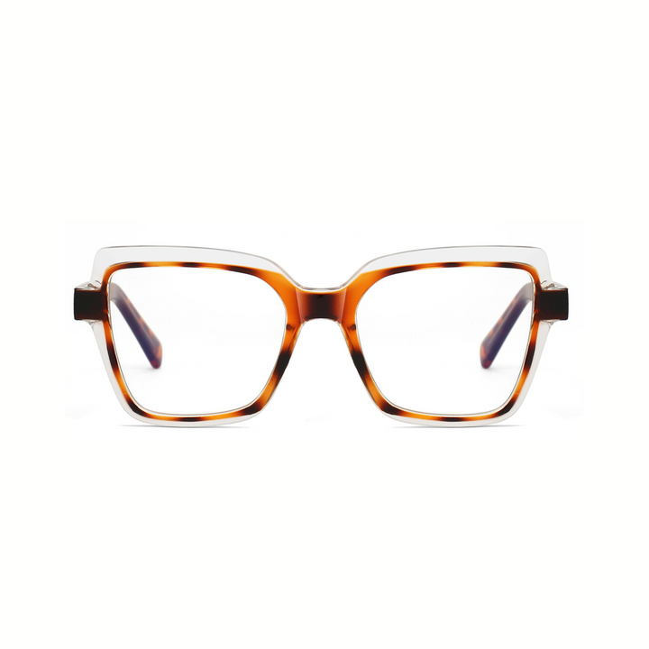 A pair of Celestia II women's optical glasses with a classic design, featuring a variant pattern in brown and black colors.