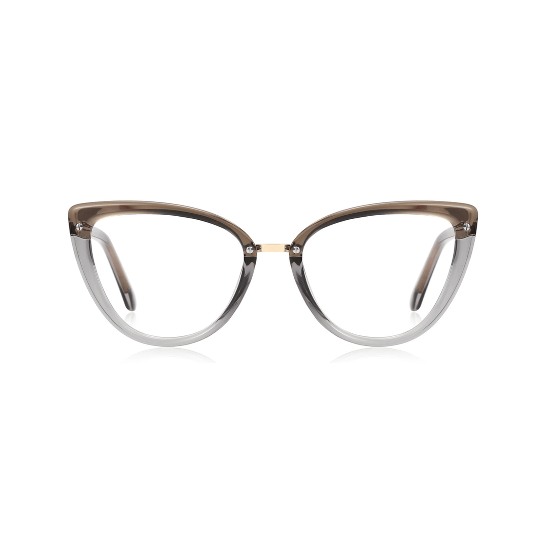 Cat-eye glasses with a gradient design on a white background