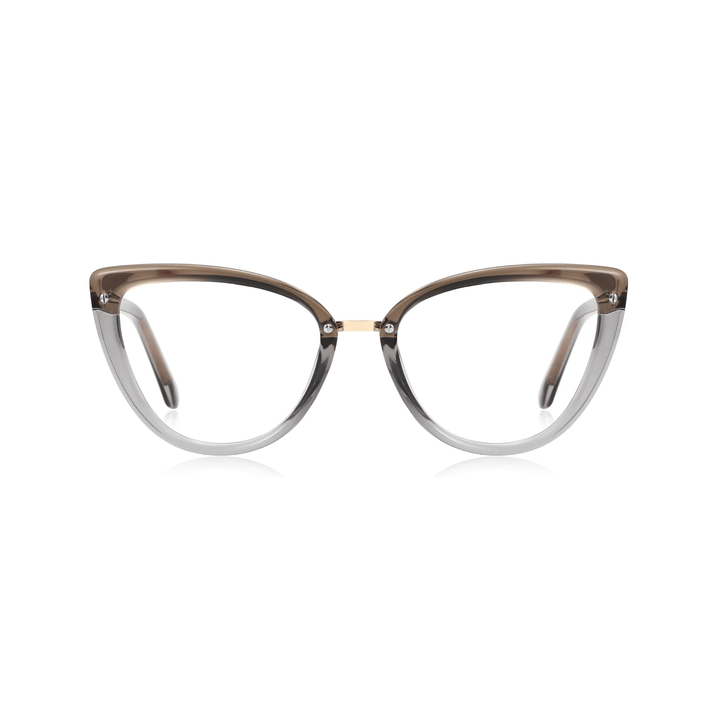 Cat-eye glasses with a gradient design on a white background