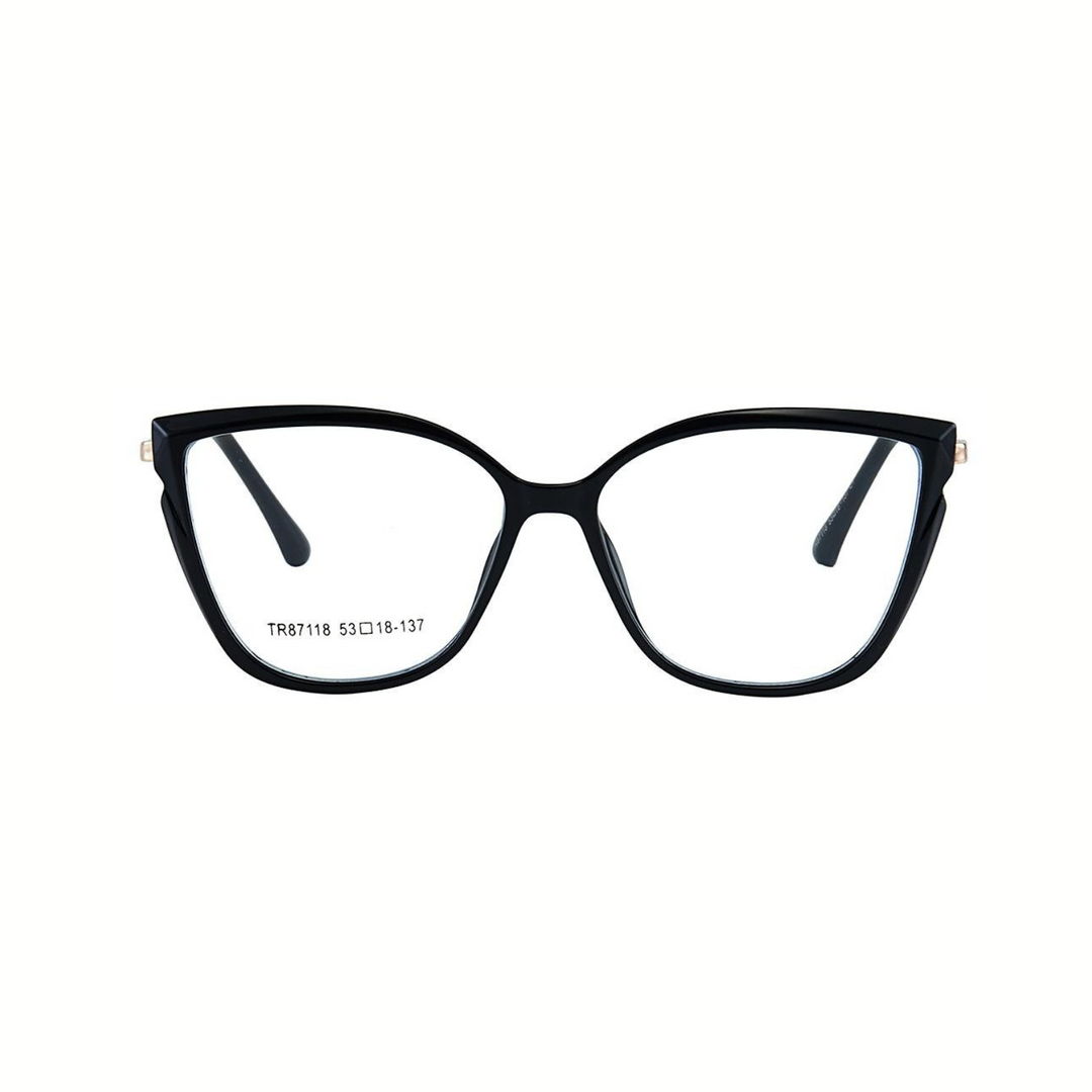 Black cat-eye glasses on a white background