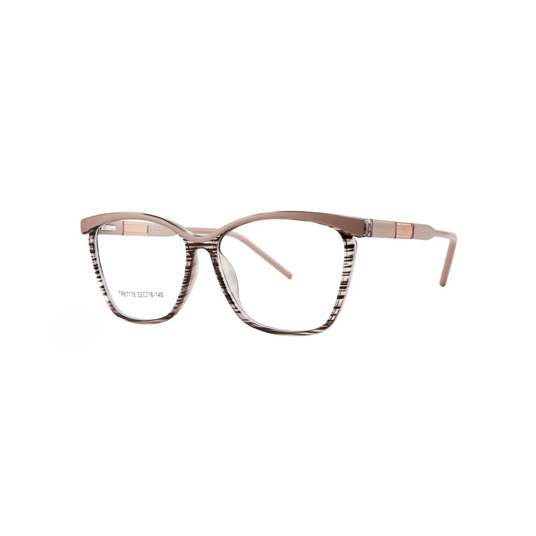 Eyeglasses with a brown frame on a white background