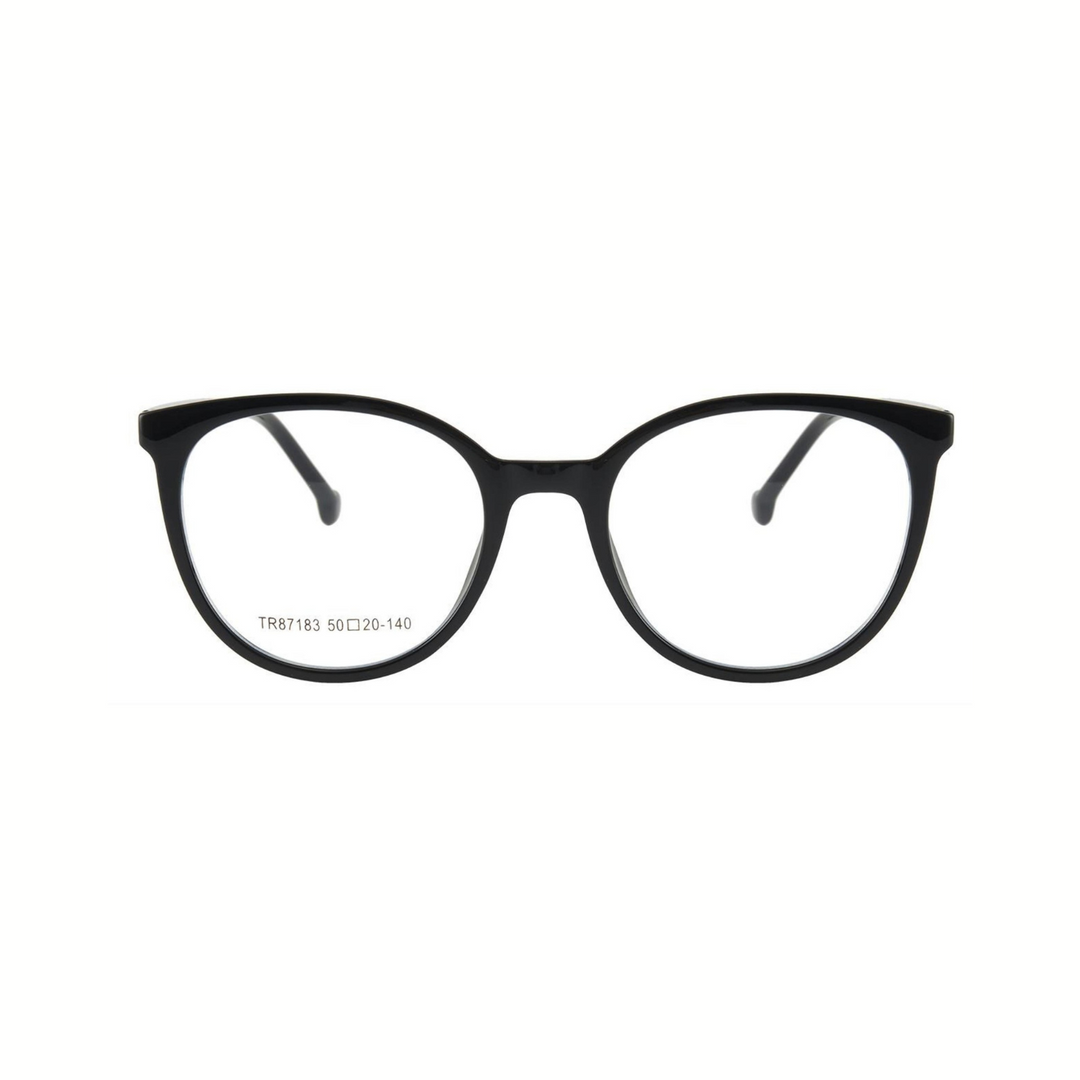 Black eyeglasses on a white background