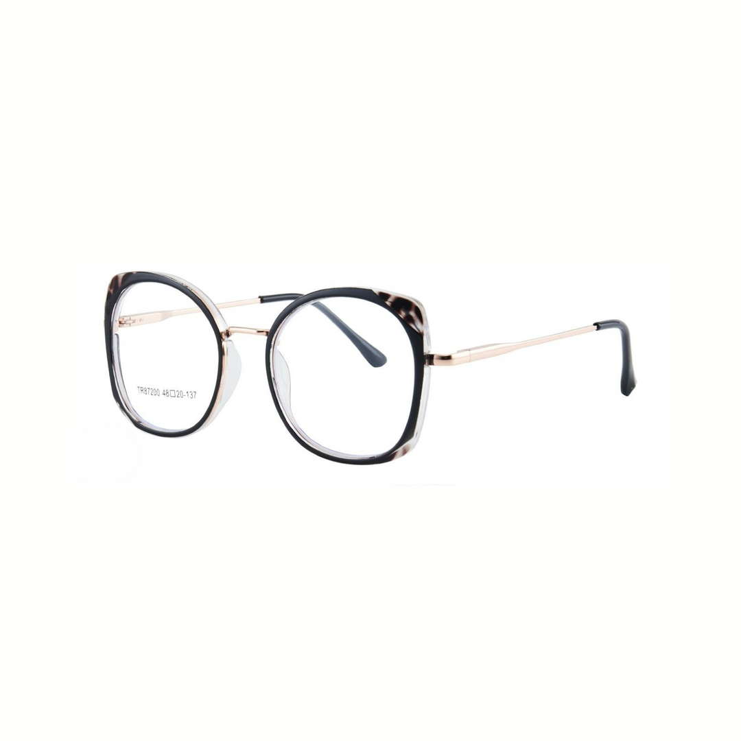Eyeglasses with a tortoiseshell frame on a white background