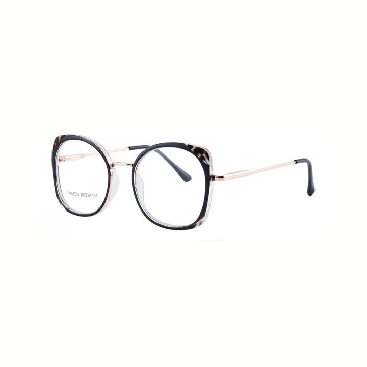 Eyeglasses with a tortoiseshell frame on a white background