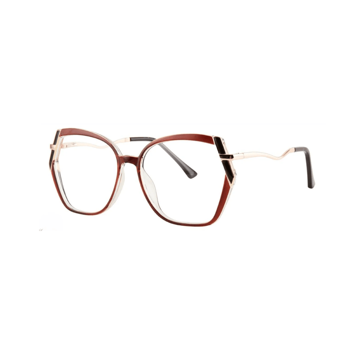 Eyeglasses with a brown frame on a white background