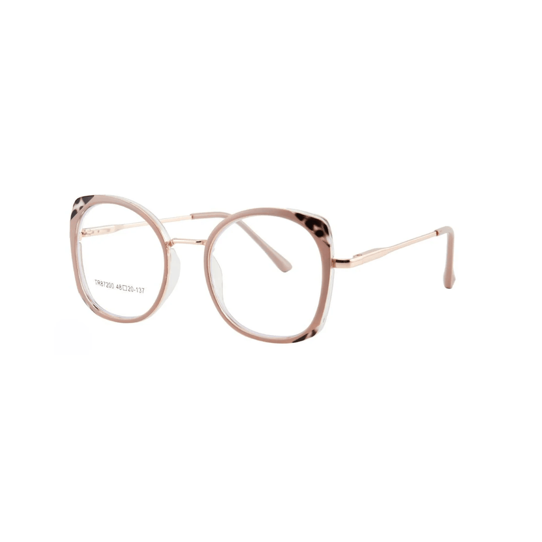 Round eyeglasses with a gold frame on a white background