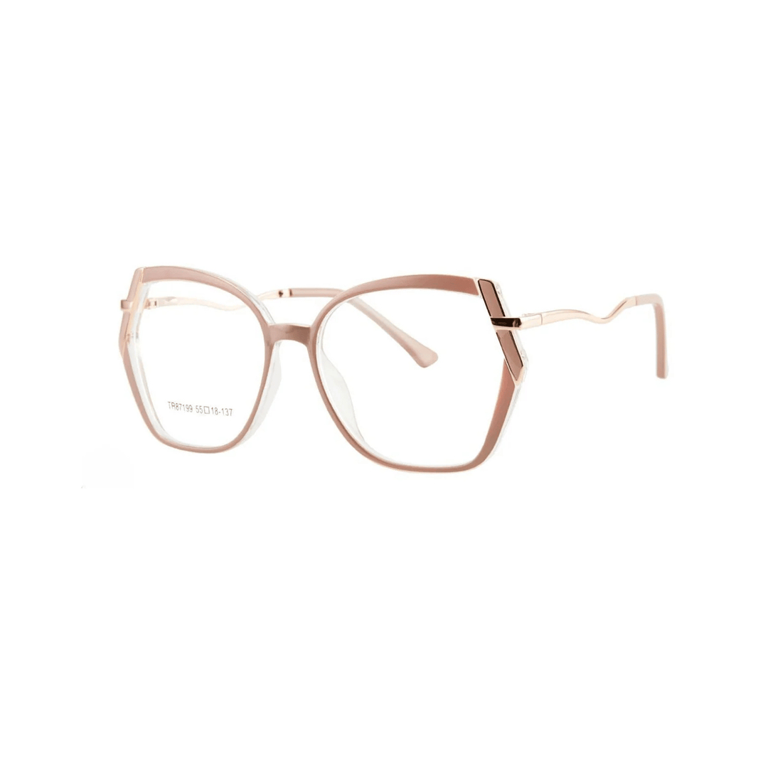 Rose gold eyeglasses on a white background