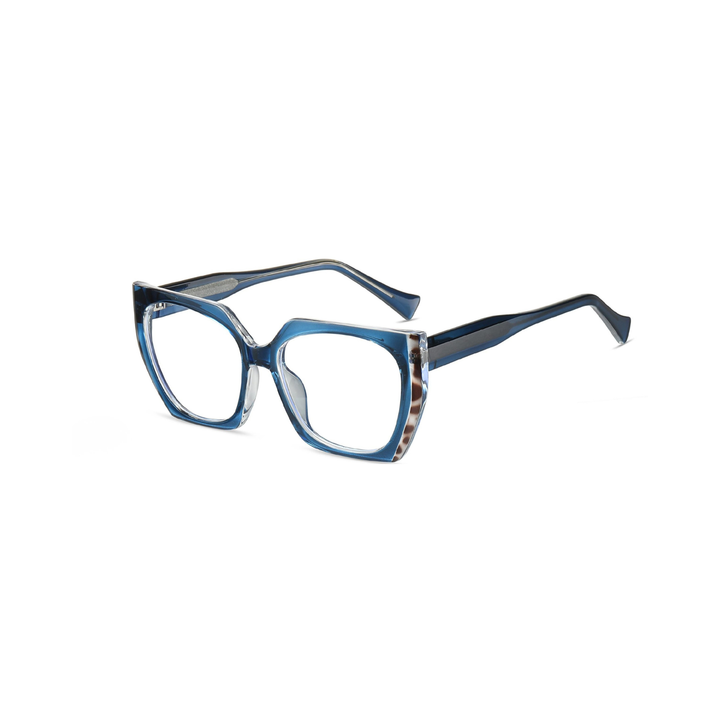 Blue eyeglasses on a white background