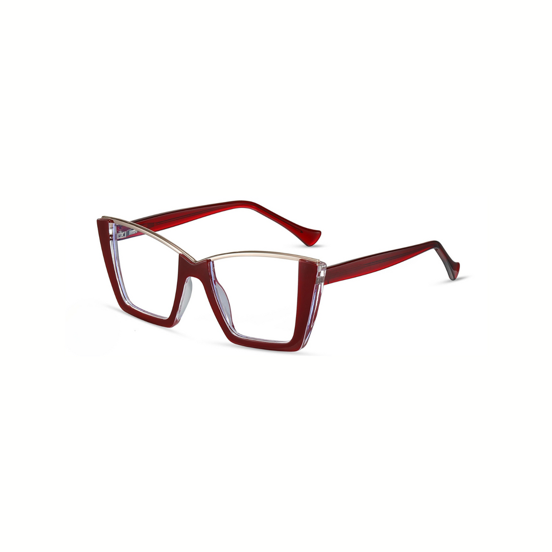 Red eyeglasses on a white background