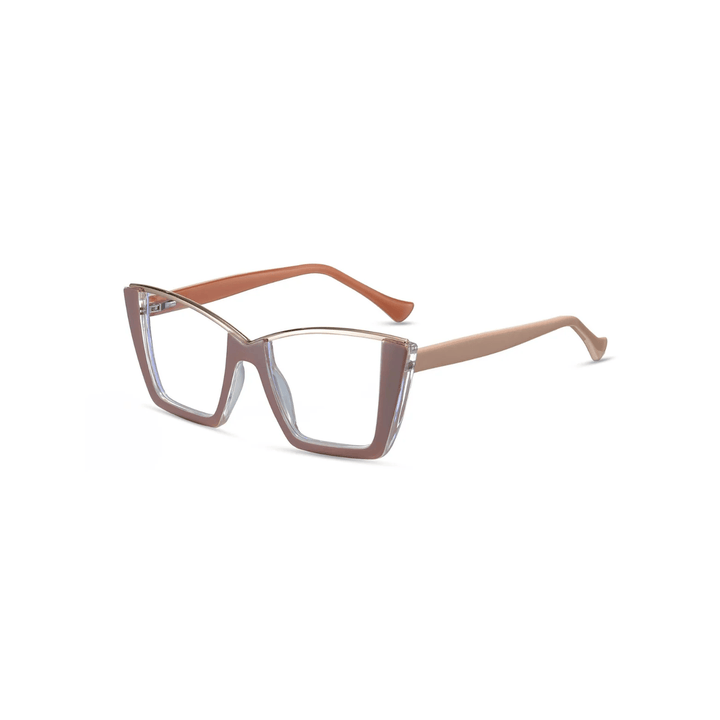 Pair of beige glasses  frame on a white background
