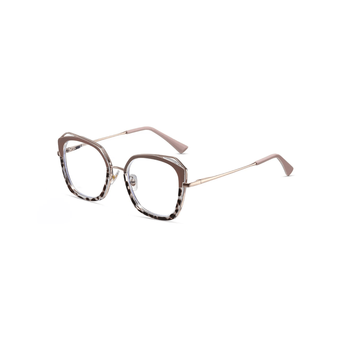 Eyeglasses with a tortoiseshell frame on a white background