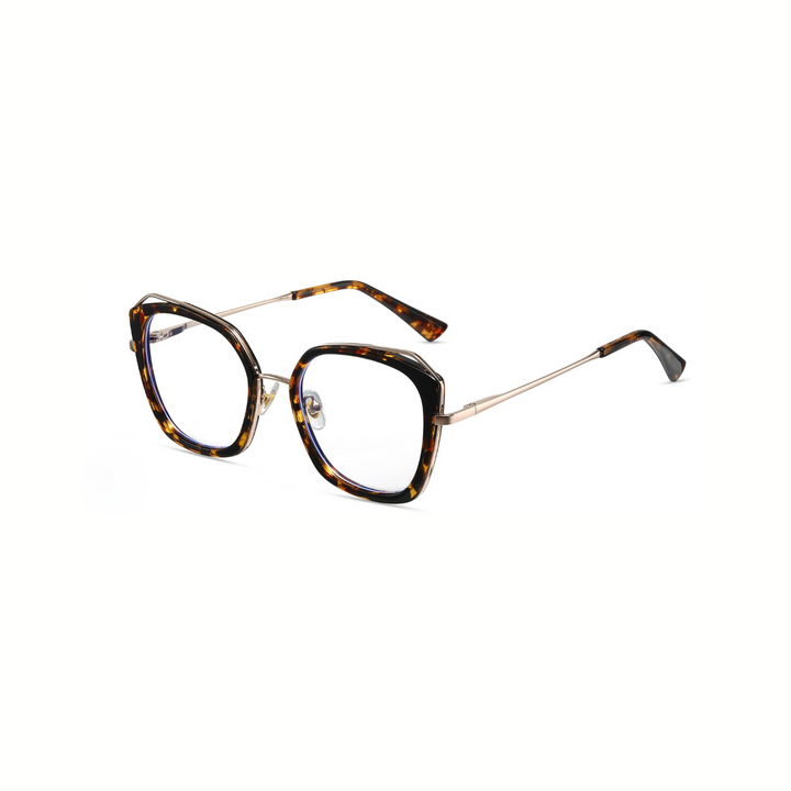 Eyeglasses with tortoiseshell frame on a white background