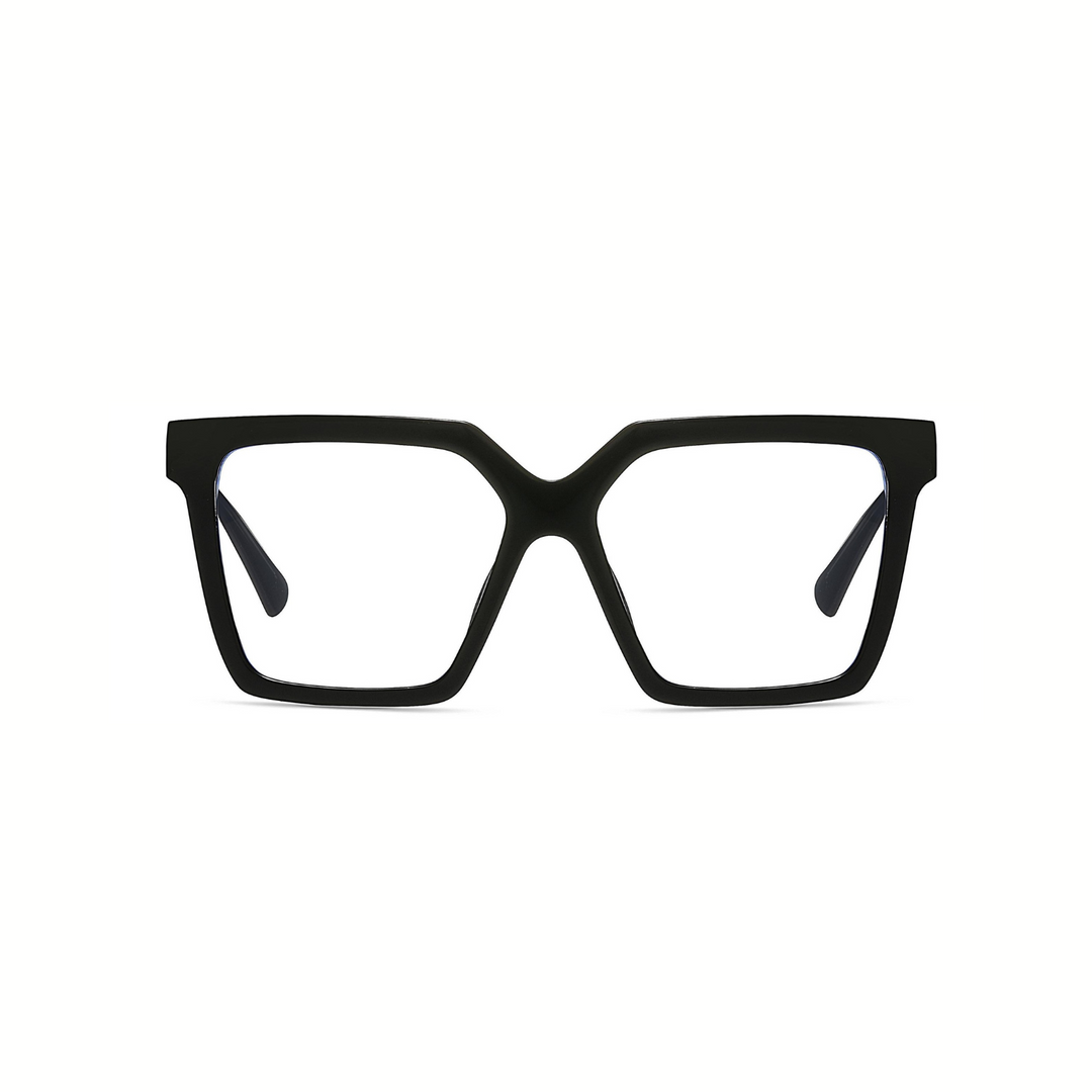 Black eyeglasses on a white background