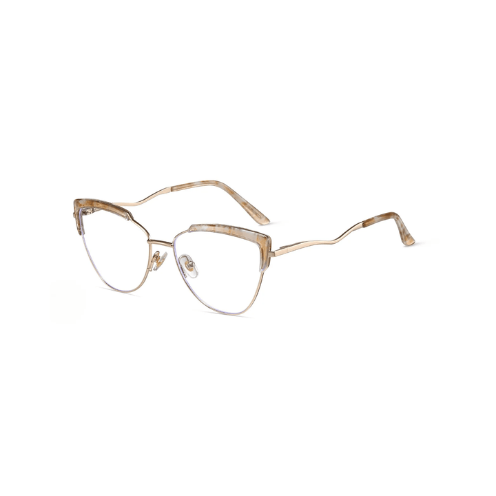 Gold cat-eye glasses on a white background