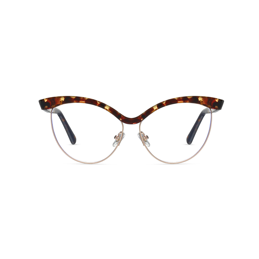 Tortoiseshell cat-eye glasses on a white background
