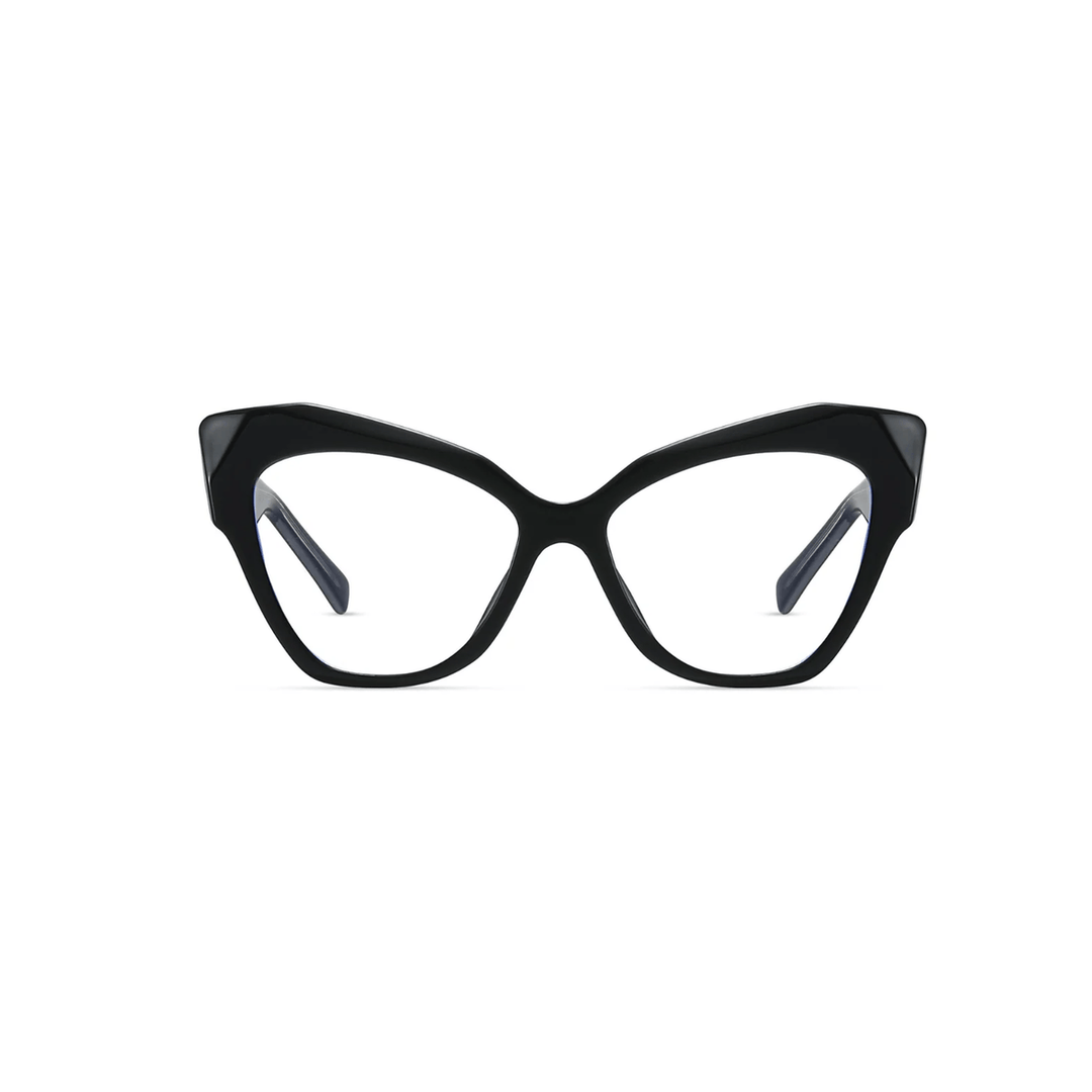 Black cat-eye glasses on a white background
