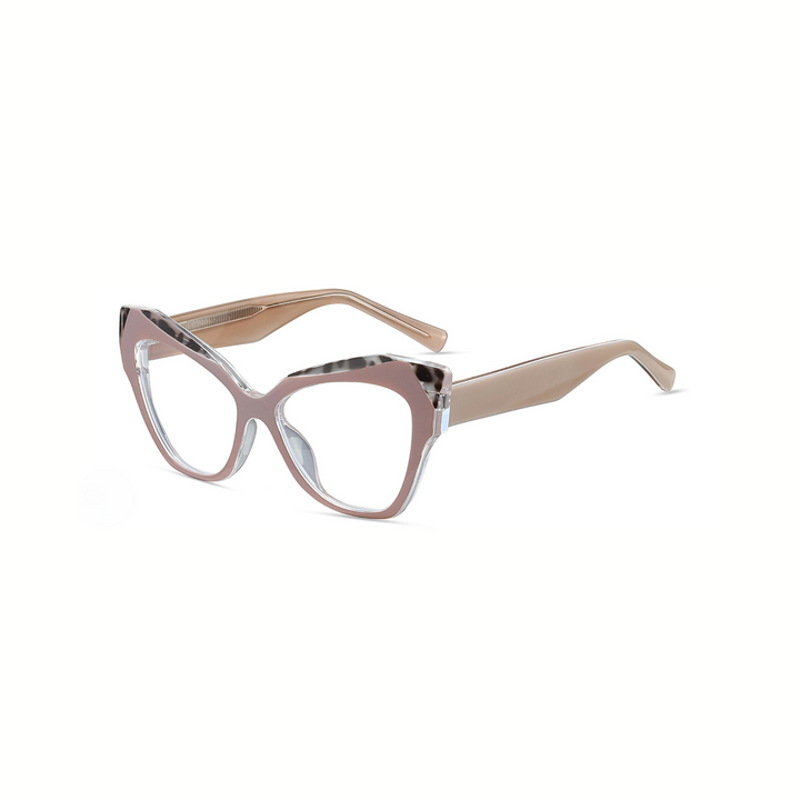 Cat-eye glasses with a Beige frame on a white background
