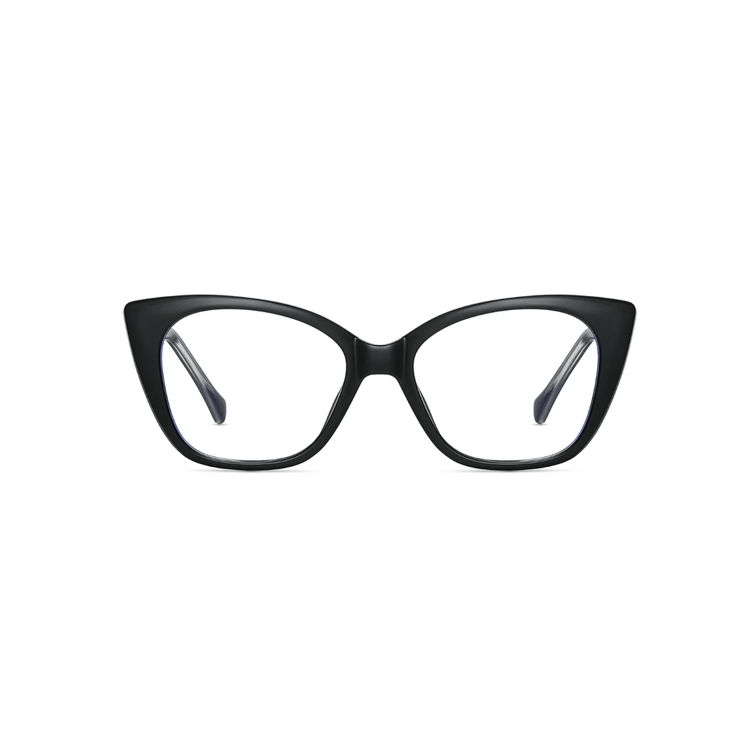 Black cat-eye glasses on a white background