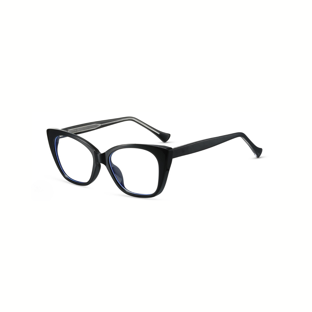 Black cat-eye glasses on a white background