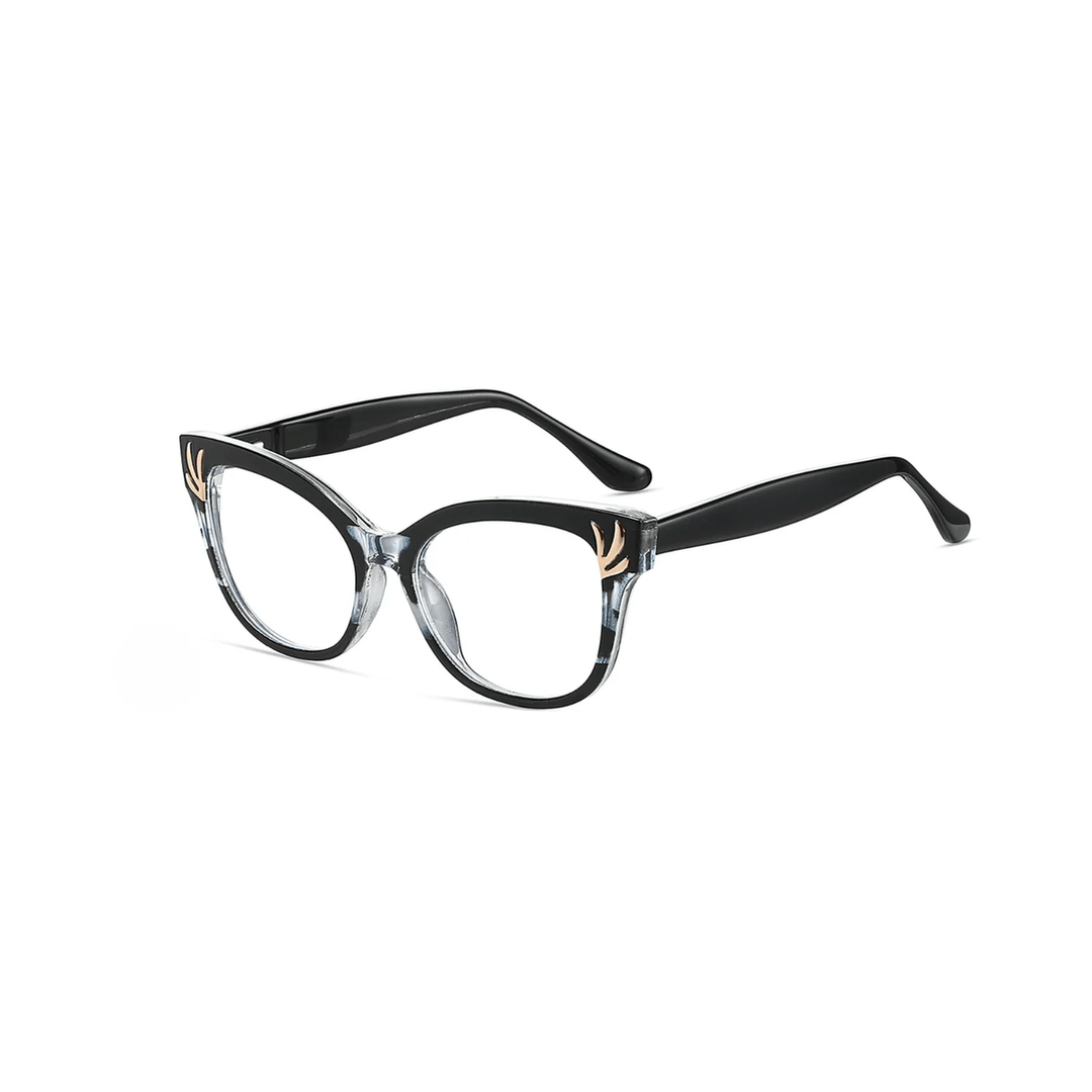 Black cat-eye glasses on a white background
