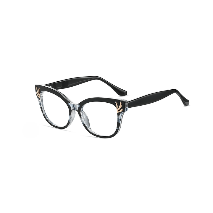 Black cat-eye glasses on a white background