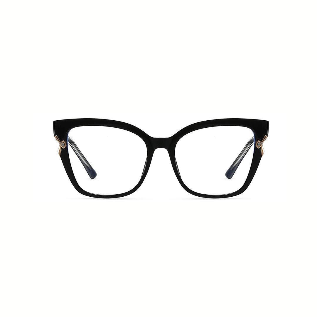 Black cat-eye glasses on a white background
