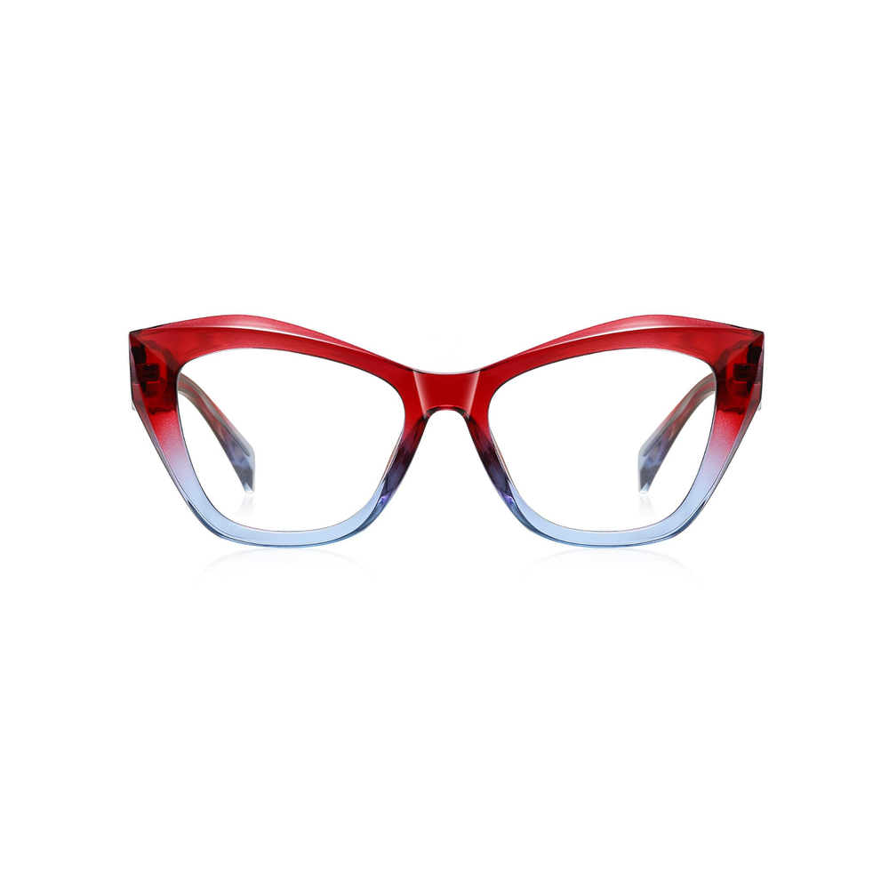 Red and blue gradient eyeglasses on a white background