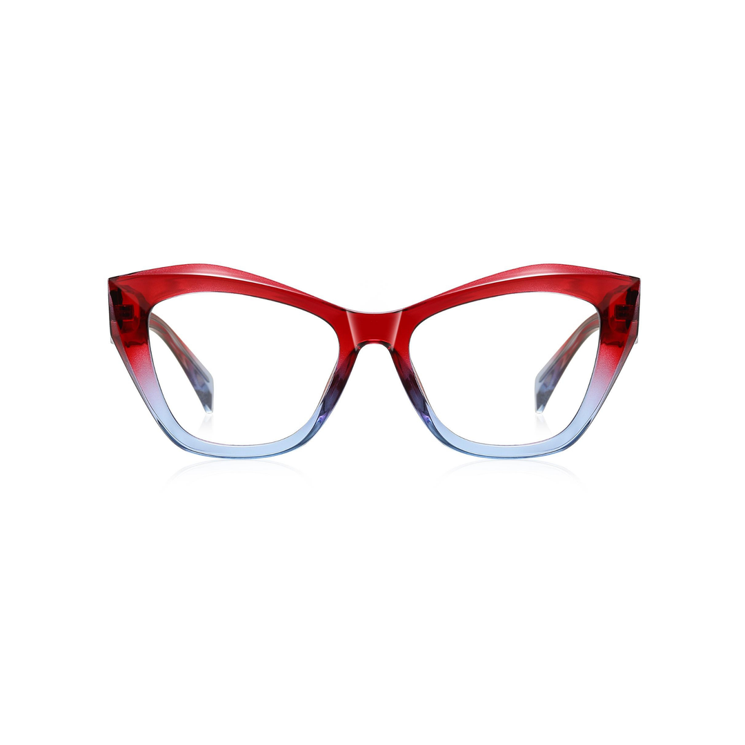 Red and blue gradient eyeglasses on a white background